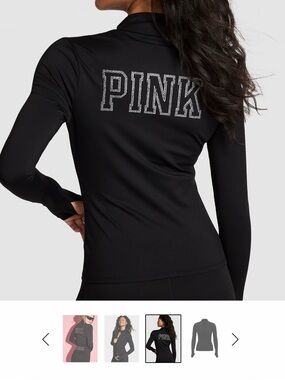 PINK Victoria's Secret Black Long-Sleeve Top with Rhinestone Logo